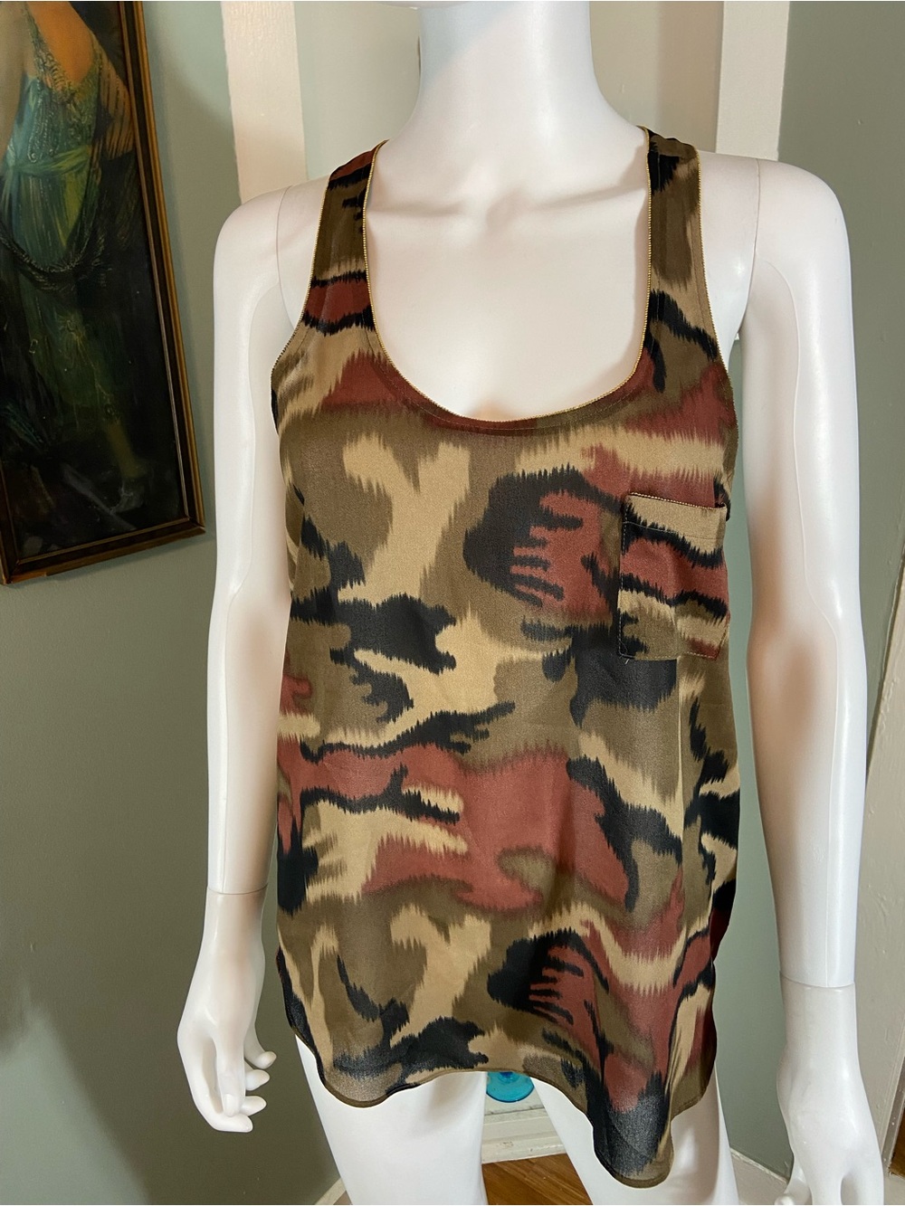 Collective Concepts Abstract Camouflage Camo Semi-Sheer Tank Top Racerback [CH]